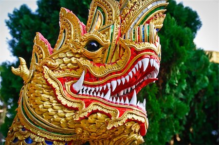 Thai dragon or king of Naga in thai temple. Stock Photo - Budget Royalty-Free & Subscription, Code: 400-04814016