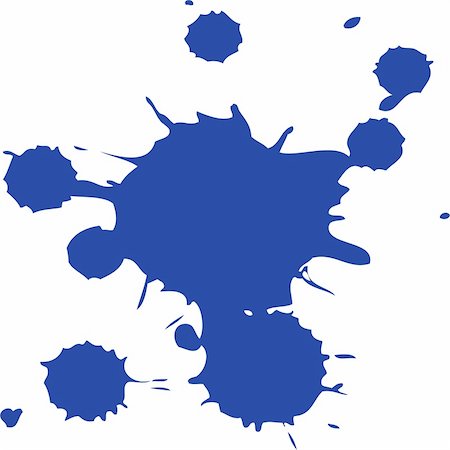 dripping colour art - blue ink splatter isolated on white Stock Photo - Budget Royalty-Free & Subscription, Code: 400-04814299