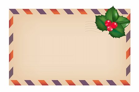 Old Envelope With Holly Berry, Isolated On White Background, Vector Illustration Stock Photo - Budget Royalty-Free & Subscription, Code: 400-04814606