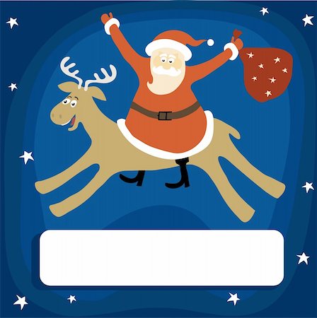 simsearch:400-05710793,k - Santa on Deer Stock Photo - Budget Royalty-Free & Subscription, Code: 400-04814931