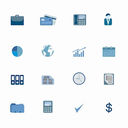 Various business icons in blue tones Foto de stock - Super Valor sin royalties y Suscripción, Código: 400-04815037