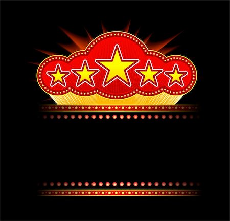 Blank movie, theater or casino marquee with stars isolated on black background Stock Photo - Budget Royalty-Free & Subscription, Code: 400-04815635