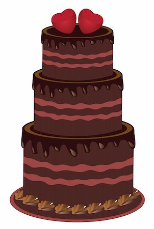simsearch:400-04764403,k - vector illustration of a cake with red hearts on top Stock Photo - Budget Royalty-Free & Subscription, Code: 400-04815679