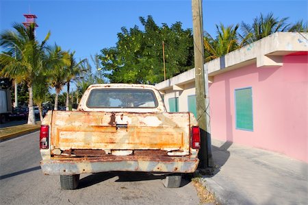 aged vintage weathered truck in tropcial mexico Stock Photo - Budget Royalty-Free & Subscription, Code: 400-04816269