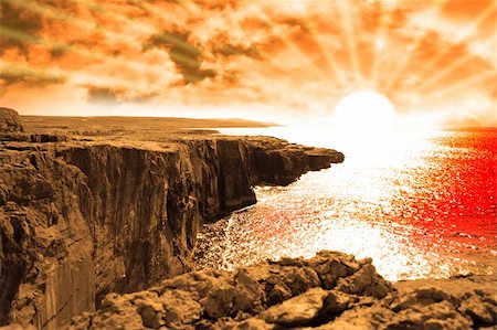 simsearch:400-07091395,k - golden sunset from the cliffs edge on a rocky landscape of the burren in county clare ireland Foto de stock - Super Valor sin royalties y Suscripción, Código: 400-04816295