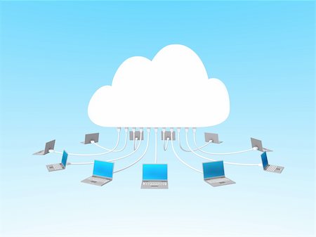 Computers connected into a cloud Photographie de stock - Aubaine LD & Abonnement, Code: 400-04816628