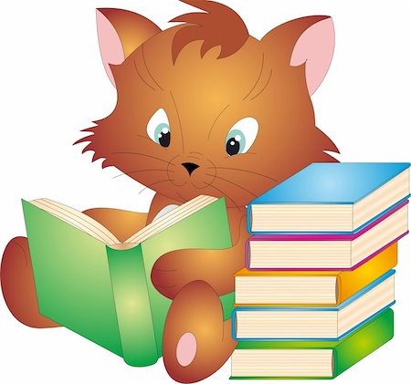 Cat with Book isolated on white background. Vector Stock Photo - Budget Royalty-Free & Subscription, Code: 400-04817187