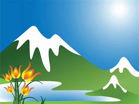 simsearch:400-04416781,k - mountain landscape with lake and flowers, abstract vector art illustration Photographie de stock - Aubaine LD & Abonnement, Code: 400-04817406