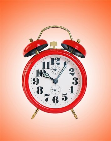 sleeping in class pictures blacks - red old style alarm clock over red background Stock Photo - Budget Royalty-Free & Subscription, Code: 400-04818180