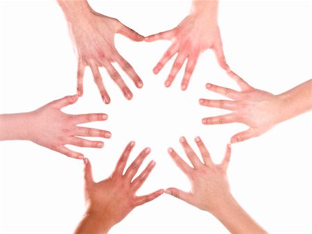 Humans making a formation out of hands and fingers on white background Stock Photo - Budget Royalty-Free & Subscription, Code: 400-04818308