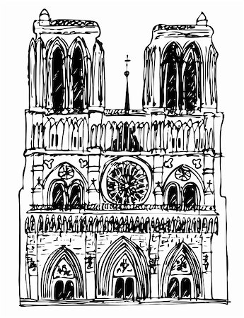 simsearch:400-05697594,k - Illustration of the basilica Notre Dame.  Notre Dame de Paris (French for Our Lady of Paris), also known as Notre Dame Cathedral, is a Gothic, Catholic cathedral on the eastern half of the Ile de la Cite in the fourth arrondissement of Paris, France. It is the cathedral of the Catholic Archdiocese of Paris: that is, it is the church that contains the cathedra (official chair), of the Archbishop of Stock Photo - Budget Royalty-Free & Subscription, Code: 400-04819848