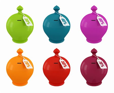 simsearch:400-04263617,k - set of multicolored moneybox with discount label - rendering Photographie de stock - Aubaine LD & Abonnement, Code: 400-04819955