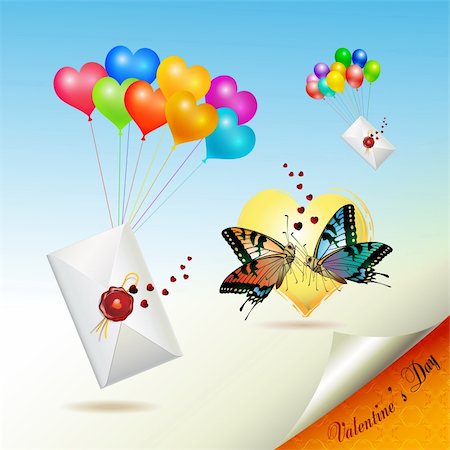 envelope with wax seal - Envelopes with seal raised by balloons, vector illustration Stock Photo - Budget Royalty-Free & Subscription, Code: 400-04810761