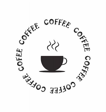simsearch:400-04414723,k - white background with black icon of coffee cup Foto de stock - Super Valor sin royalties y Suscripción, Código: 400-04811131