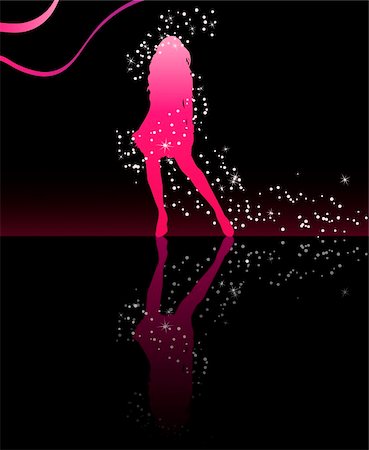 silhouette body women artistic - Sexy girl dancing with with stars around her body Stock Photo - Budget Royalty-Free & Subscription, Code: 400-04811540