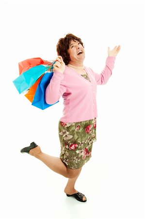 simsearch:841-06031350,k - Funny picture of a female impersonator having a great time shopping.  Isolated on white. Stock Photo - Budget Royalty-Free & Subscription, Code: 400-04811584