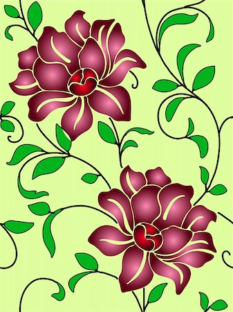 simsearch:400-04916314,k - Seamless wallpaper  a seam with flower and leaves eps10 Stock Photo - Budget Royalty-Free & Subscription, Code: 400-04811744