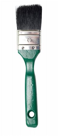 paint brush line art - New green paint brush with the wooden handle isolated Stock Photo - Budget Royalty-Free & Subscription, Code: 400-04812270
