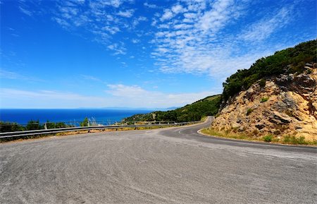 Winding Road In The Mountains Along The Coast Stock Photo - Budget Royalty-Free & Subscription, Code: 400-04812454