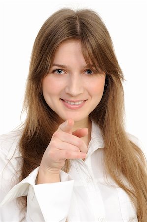 girl pointing at you, isolated on white background Photographie de stock - Aubaine LD & Abonnement, Code: 400-04812485