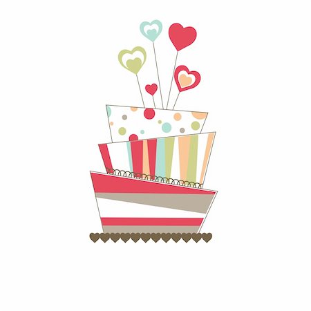 Valentine's background with pink cake. vector illustration Stock Photo - Budget Royalty-Free & Subscription, Code: 400-04812671