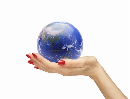 simsearch:400-06089187,k - Hand with the world (globe) isolated on white Stock Photo - Budget Royalty-Free & Subscription, Code: 400-04813349