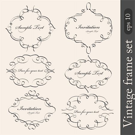 Vector vintage frame set Stock Photo - Budget Royalty-Free & Subscription, Code: 400-04813440