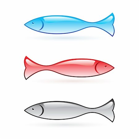 Abstract fish set. Vector illustration on white background Stock Photo - Budget Royalty-Free & Subscription, Code: 400-04824273