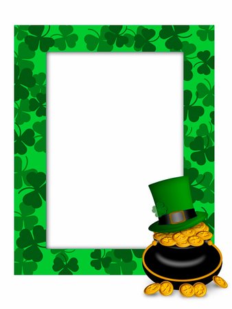 simsearch:400-06519689,k - St Patricks Day Leprechaun Green Hat on Pot of Gold Picture Frame Illustration Foto de stock - Super Valor sin royalties y Suscripción, Código: 400-04824473