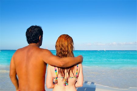 ethnic mixed couple man woman vacation tropical turquoise beach Caribbean Stock Photo - Budget Royalty-Free & Subscription, Code: 400-04825391