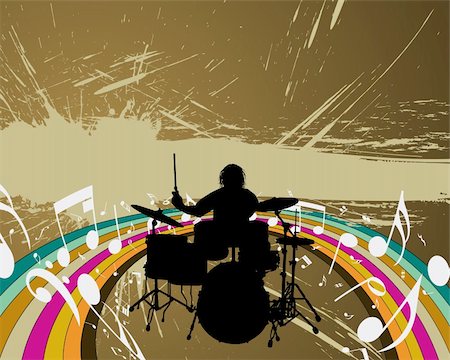 Rock group drummer. Vector illustration for design use. Stock Photo - Budget Royalty-Free & Subscription, Code: 400-04829794