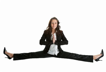 Businesswomen sitting on splits. Isolated on white Stock Photo - Budget Royalty-Free & Subscription, Code: 400-04820054