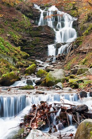 simsearch:400-05890122,k - Waterfalls on Rocky Stream, Running Through Autumn Mountain Forest Stock Photo - Budget Royalty-Free & Subscription, Code: 400-04820239