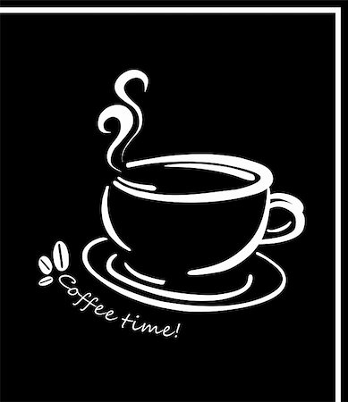 simsearch:400-04414723,k - Image of vector illustration of  coffee cup isolated on black background Foto de stock - Super Valor sin royalties y Suscripción, Código: 400-04820265