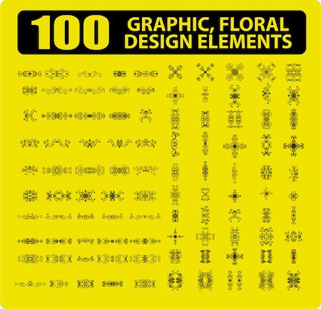 100 Graphic, floral, tattoo design elements books, cards decor ornament Photographie de stock - Aubaine LD & Abonnement, Code: 400-04820818