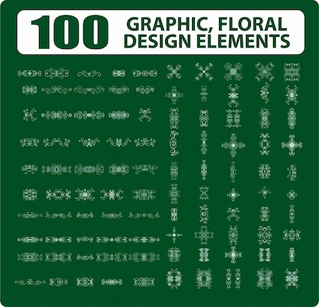 100 Graphic, floral, tattoo design elements books, cards decor ornament Stock Photo - Budget Royalty-Free & Subscription, Code: 400-04820819