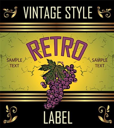 simsearch:400-05326021,k - Vintage Label Grape Variant of design of a label for wine Stock Photo - Budget Royalty-Free & Subscription, Code: 400-04820901