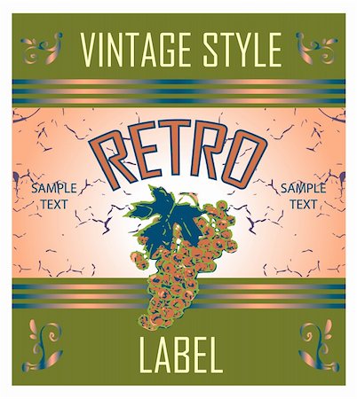 simsearch:400-05326021,k - Vintage Label Grape Variant of design of a label for wine Stock Photo - Budget Royalty-Free & Subscription, Code: 400-04820903