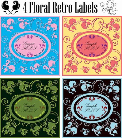 simsearch:400-06472080,k - vector set: vintage labels or cards with floral background Stock Photo - Budget Royalty-Free & Subscription, Code: 400-04820912