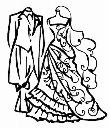 flower bouquet vector element - Couple Wedding dress white and black Stock Photo - Budget Royalty-Free & Subscription, Code: 400-04820925