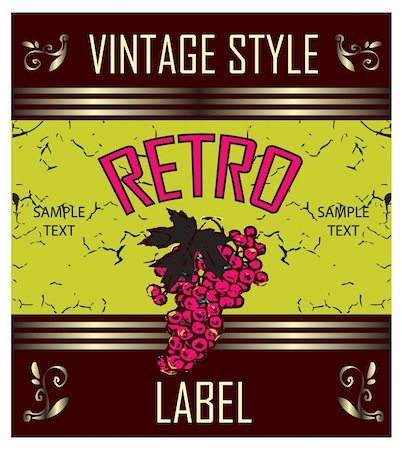 simsearch:400-05326021,k - Vintage Label Grape Variant of design of a label for wine Stock Photo - Budget Royalty-Free & Subscription, Code: 400-04820960