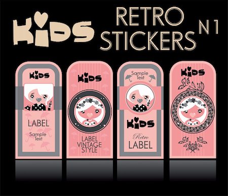 simsearch:400-06472080,k - Kids vector set: vintage labels Stock Photo - Budget Royalty-Free & Subscription, Code: 400-04821212