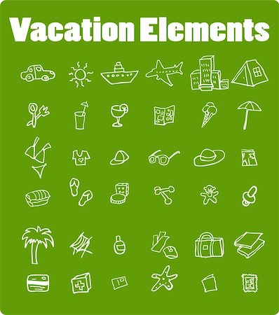 Vector vacation icon set, Travel, nature, food, finance, house, clothes, medical set Stock Photo - Budget Royalty-Free & Subscription, Code: 400-04821819