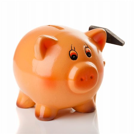 Piggy bank isolated over a white background Stock Photo - Budget Royalty-Free & Subscription, Code: 400-04823122
