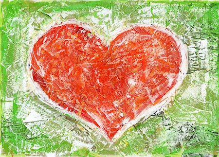 Heart shape painted collage background. Made myself. Stock Photo - Budget Royalty-Free & Subscription, Code: 400-04823710