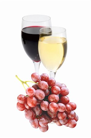 simsearch:400-04226436,k - red and white wine in glasses and grape isolated on white background Stock Photo - Budget Royalty-Free & Subscription, Code: 400-04834003