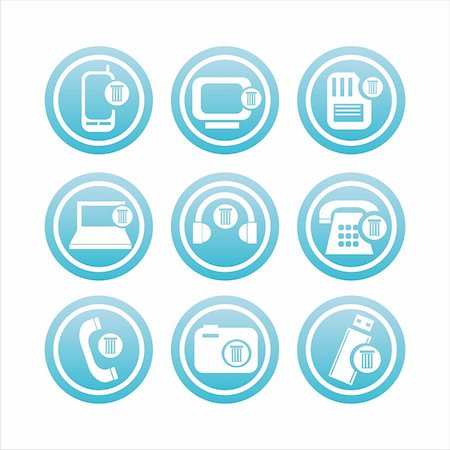 set of 9 blue technology with bins signs Stock Photo - Budget Royalty-Free & Subscription, Code: 400-04834186