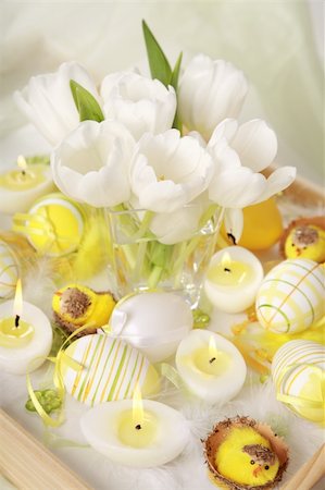 simsearch:700-01173313,k - Table decoration for Easter with eggs and white tulips Stock Photo - Budget Royalty-Free & Subscription, Code: 400-04834885