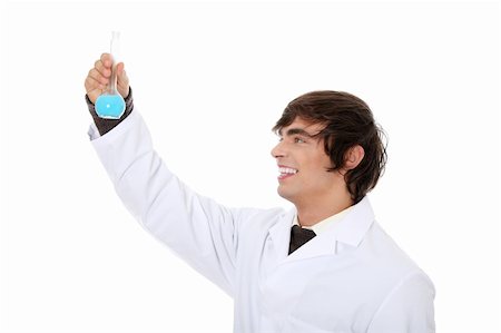 simsearch:400-09011632,k - Lab worker with white coat , isolated on white Stock Photo - Budget Royalty-Free & Subscription, Code: 400-04836702