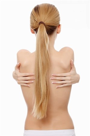 simsearch:400-05322963,k - Beautiful woman from behind before spa treatment. Isolated Stock Photo - Budget Royalty-Free & Subscription, Code: 400-04836718